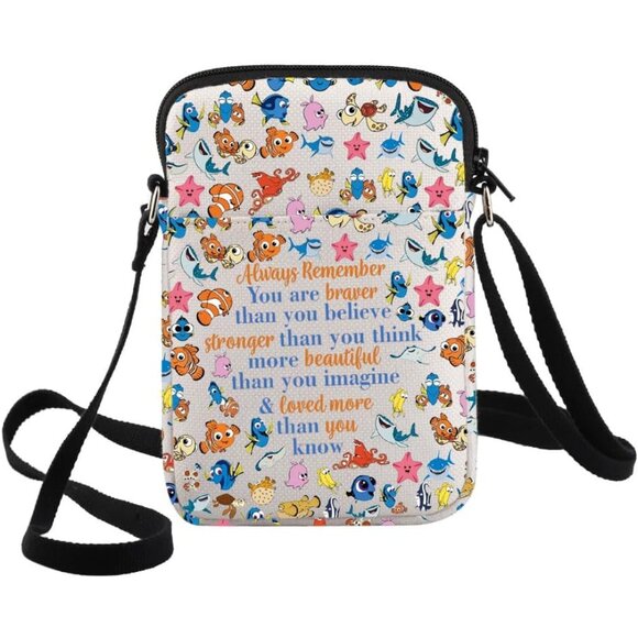 Bruce & Marlin & Crush Fish Crossbody Bag Cartoon Movie Merch Durable Canvas Wom - Picture 1 of 7
